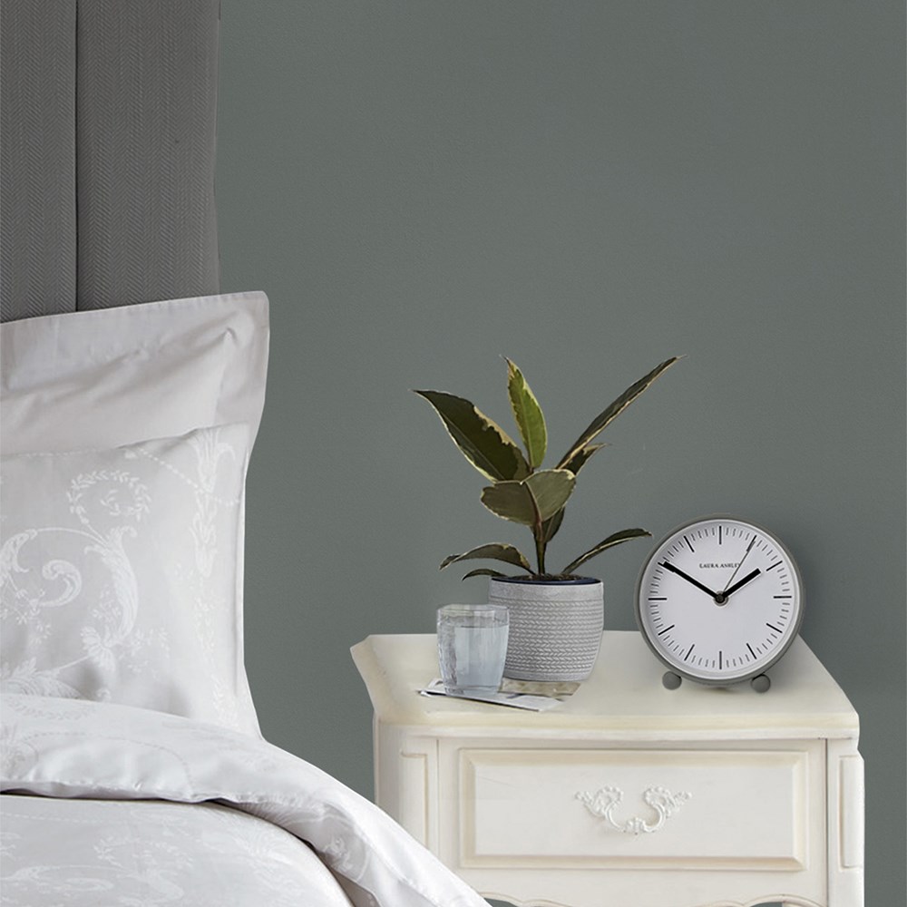 Twyford Small Bedside Clock 115775 by Laura Ashley in Pale Steel Grey